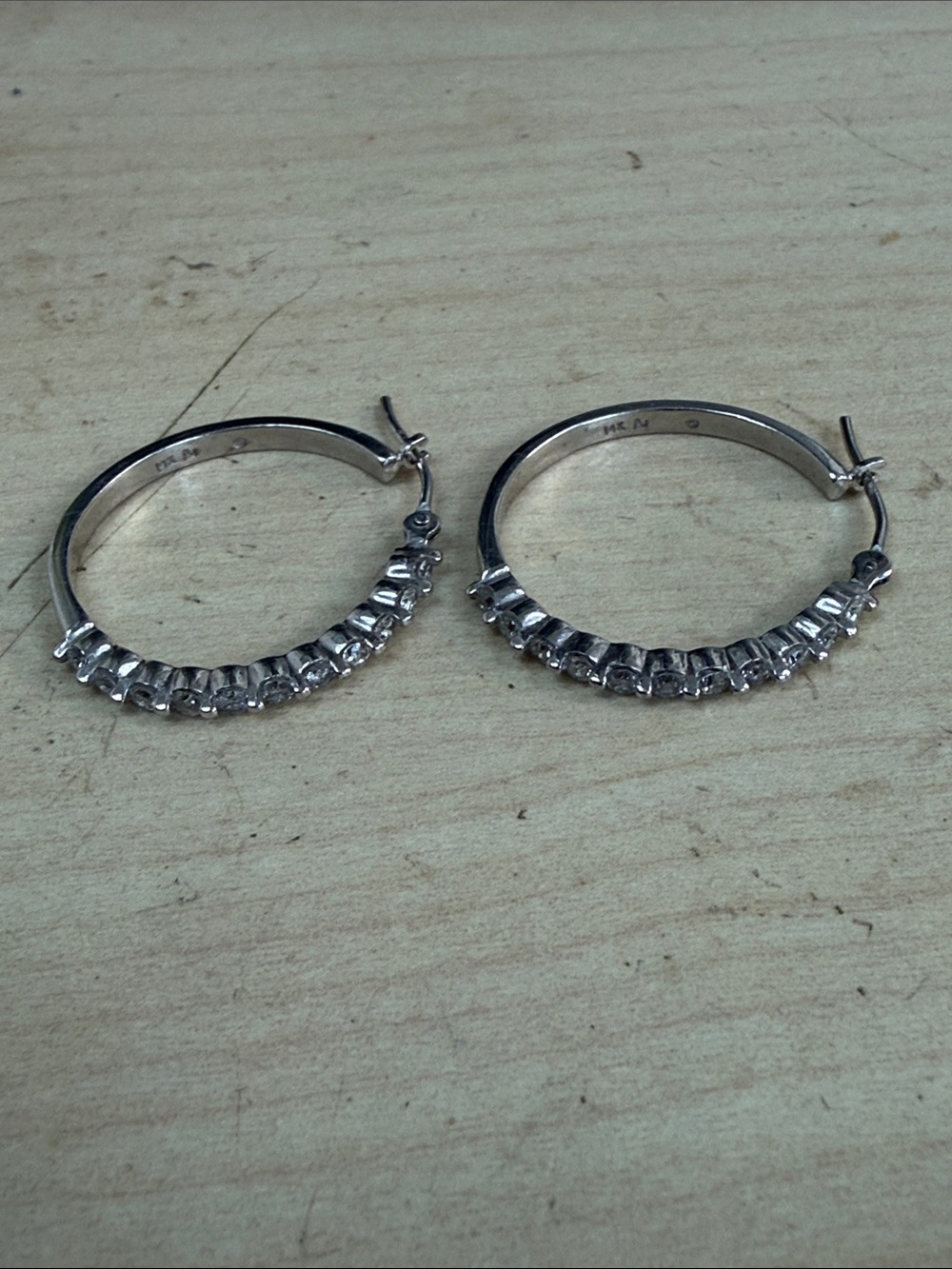 Sterling Silver CZ Hoop Earrings - Silver